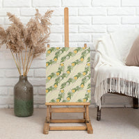 Hawaiian Pikake Maile Lei Canvas Wall Art Tiare Hibiscus Kalo Palapalai Leaf Beige LT19 - Polynesian Pride