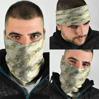Hawaiian Pikake Maile Lei Neck Gaiter Tiare Hibiscus Kalo Palapalai Leaf Beige LT19 - Polynesian Pride