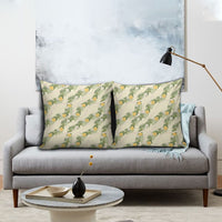Hawaiian Pikake Maile Lei Pillow Cover Tiare Hibiscus Kalo Palapalai Leaf Beige LT19 - Polynesian Pride
