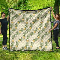 Hawaiian Pikake Maile Lei Quilt Tiare Hibiscus Kalo Palapalai Leaf Beige LT19 - Polynesian Pride
