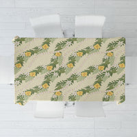 Hawaiian Pikake Maile Lei Tablecloth Tiare Hibiscus Kalo Palapalai Leaf Beige LT19 Beige - Polynesian Pride