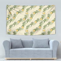 Hawaiian Pikake Maile Lei Tapestry Tiare Hibiscus Kalo Palapalai Leaf Beige LT19 - Polynesian Pride