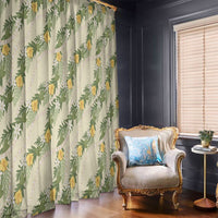 Hawaiian Pikake Maile Lei Window Curtain Tiare Hibiscus Kalo Palapalai Leaf Beige LT19 - Polynesian Pride