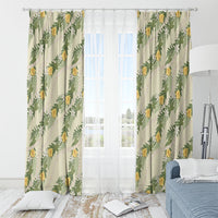 Hawaiian Pikake Maile Lei Window Curtain Tiare Hibiscus Kalo Palapalai Leaf Beige LT19 - Polynesian Pride