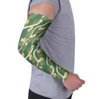 Hawaiian Pikake Maile Lei Arm Sleeves Tiare Hibiscus Kalo Palapalai Leaf Green LT19 - Polynesian Pride