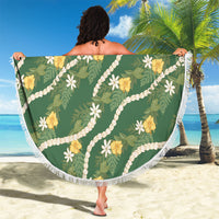 Hawaiian Pikake Maile Lei Beach Blanket Tiare Hibiscus Kalo Palapalai Leaf Green LT19 - Polynesian Pride