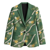 Hawaiian Pikake Maile Lei Blazer Tiare Hibiscus Kalo Palapalai Leaf Green LT19 Unisex Green - Polynesian Pride