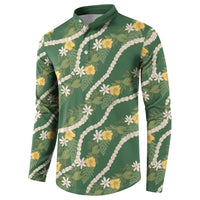 Hawaiian Pikake Maile Lei Button Sweatshirt Tiare Hibiscus Kalo Palapalai Leaf Green LT19 - Polynesian Pride