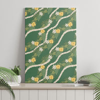 Hawaiian Pikake Maile Lei Canvas Wall Art Tiare Hibiscus Kalo Palapalai Leaf Green LT19 - Polynesian Pride