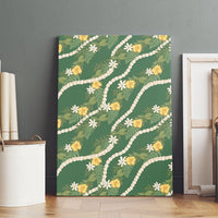 Hawaiian Pikake Maile Lei Canvas Wall Art Tiare Hibiscus Kalo Palapalai Leaf Green LT19 - Polynesian Pride