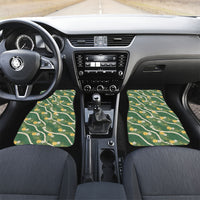 Hawaiian Pikake Maile Lei Car Mats Tiare Hibiscus Kalo Palapalai Leaf Green LT19 Set 2pcs - Front Green - Polynesian Pride
