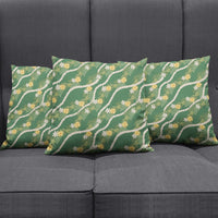Hawaiian Pikake Maile Lei Pillow Cover Tiare Hibiscus Kalo Palapalai Leaf Green