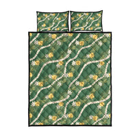 Hawaiian Pikake Maile Lei Quilt Bed Set Tiare Hibiscus Kalo Palapalai Leaf Green LT19 - Polynesian Pride