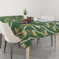 Hawaiian Pikake Maile Lei Tablecloth Tiare Hibiscus Kalo Palapalai Leaf Green LT19 - Polynesian Pride