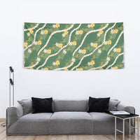 Hawaiian Pikake Maile Lei Tapestry Tiare Hibiscus Kalo Palapalai Leaf Green LT19 - Polynesian Pride