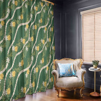 Hawaiian Pikake Maile Lei Window Curtain Tiare Hibiscus Kalo Palapalai Leaf Green LT19 - Polynesian Pride