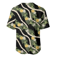 Hawaiian Pikake Maile Lei Baseball Jersey Tiare Hibiscus Kalo Palapalai Leaf Black LT19 - Polynesian Pride