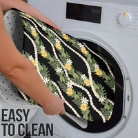 Hawaiian Pikake Maile Lei Bathroom Set Tiare Hibiscus Kalo Palapalai Leaf Black LT19 - Polynesian Pride