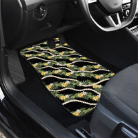 Hawaiian Pikake Maile Lei Car Mats Tiare Hibiscus Kalo Palapalai Leaf Black LT19 - Polynesian Pride