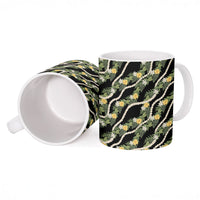 Hawaiian Pikake Maile Lei Ceramic Mug Tiare Hibiscus Kalo Palapalai Leaf Black LT19 - Polynesian Pride