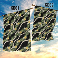 Hawaiian Pikake Maile Lei Garden Flag Tiare Hibiscus Kalo Palapalai Leaf Black LT19 - Polynesian Pride
