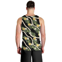 Hawaiian Pikake Maile Lei Men Tank Top Tiare Hibiscus Kalo Palapalai Leaf Black LT19 - Polynesian Pride