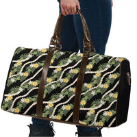 Hawaiian Pikake Maile Lei Travel Bag Tiare Hibiscus Kalo Palapalai Leaf Black LT19 - Polynesian Pride