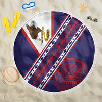 American Samoa Flag Day Beach Blanket Polynesian Tribal Tattoo Eagle Art LT19 One Size 150cm Navy - Polynesian Pride