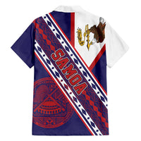 American Samoa Flag Day Family Matching Off Shoulder Short Dress and Hawaiian Shirt Polynesian Tribal Tattoo Eagle Art