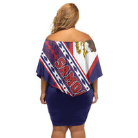 American Samoa Flag Day Family Matching Off Shoulder Short Dress and Hawaiian Shirt Polynesian Tribal Tattoo Eagle Art