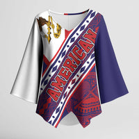 American Samoa Flag Day Kimono Sleeve Blouse Polynesian Tribal Tattoo Eagle Art LT19 Female Navy - Polynesian Pride