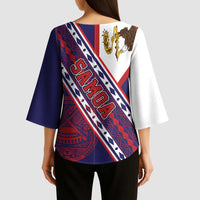 American Samoa Flag Day Kimono Sleeve Blouse Polynesian Tribal Tattoo Eagle Art LT19 - Polynesian Pride