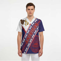 American Samoa Flag Day Scrub Top Polynesian Tribal Tattoo Eagle Art LT19 - Polynesian Pride