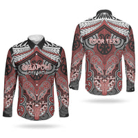 Aotearoa Iwi Ngapuhi Personalised Couples Matching Off Shoulder Maxi Dress and Long Sleeve Button Shirt Maori Kowhaiwhai Pattern