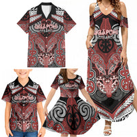 Aotearoa Iwi Ngapuhi Personalised Family Matching Summer Maxi Dress and Hawaiian Shirt Maori Kowhaiwhai Pattern