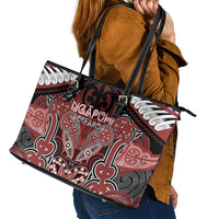 Aotearoa Iwi Ngapuhi Leather Tote Bag Maori Kowhaiwhai Pattern