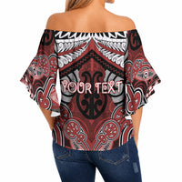 Aotearoa Iwi Ngapuhi Personalised Off Shoulder Wrap Waist Top Maori Kowhaiwhai Pattern