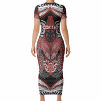 Aotearoa Iwi Ngapuhi Personalised Short Sleeve Bodycon Dress Maori Kowhaiwhai Pattern