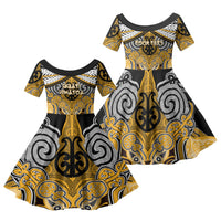 Aotearoa Iwi Ngati Whatua Personalised Family Matching Long Sleeve Bodycon Dress and Hawaiian Shirt Maori Kowhaiwhai Pattern
