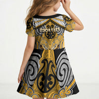 Aotearoa Iwi Ngati Whatua Personalised Kid Short Sleeve Dress Maori Kowhaiwhai Pattern