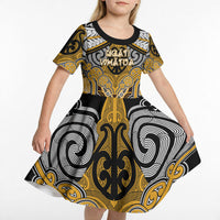 Aotearoa Iwi Ngati Whatua Personalised Kid Short Sleeve Dress Maori Kowhaiwhai Pattern