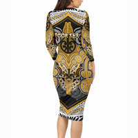 Aotearoa Iwi Ngati Whatua Personalised Long Sleeve Bodycon Dress Maori Kowhaiwhai Pattern