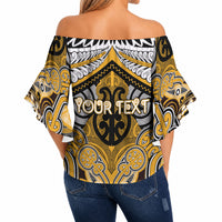 Aotearoa Iwi Ngati Whatua Personalised Off Shoulder Wrap Waist Top Maori Kowhaiwhai Pattern