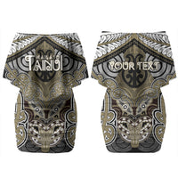 Aotearoa Iwi Waikato Tainui Personalised Couples Matching Off Shoulder Short Dress and Hawaiian Shirt Maori Kowhaiwhai Pattern