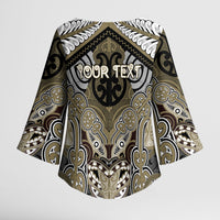 Aotearoa Iwi Waikato Tainui Personalised Kimono Sleeve Blouse Maori Kowhaiwhai Pattern