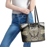 Aotearoa Iwi Waikato Tainui Leather Tote Bag Maori Kowhaiwhai Pattern