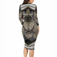 Aotearoa Iwi Waikato Tainui Personalised Long Sleeve Bodycon Dress Maori Kowhaiwhai Pattern