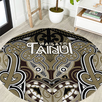 Aotearoa Iwi Waikato Tainui Round Carpet Maori Kowhaiwhai Pattern