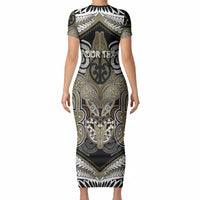 Aotearoa Iwi Waikato Tainui Personalised Short Sleeve Bodycon Dress Maori Kowhaiwhai Pattern