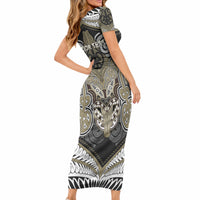 Aotearoa Iwi Waikato Tainui Personalised Short Sleeve Bodycon Dress Maori Kowhaiwhai Pattern